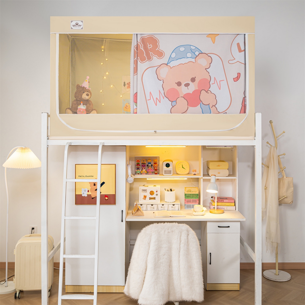 91家纺网 家纺一手货源 找家纺 2025新款多层复合夹层强遮光学生蚊帐 晚安小熊