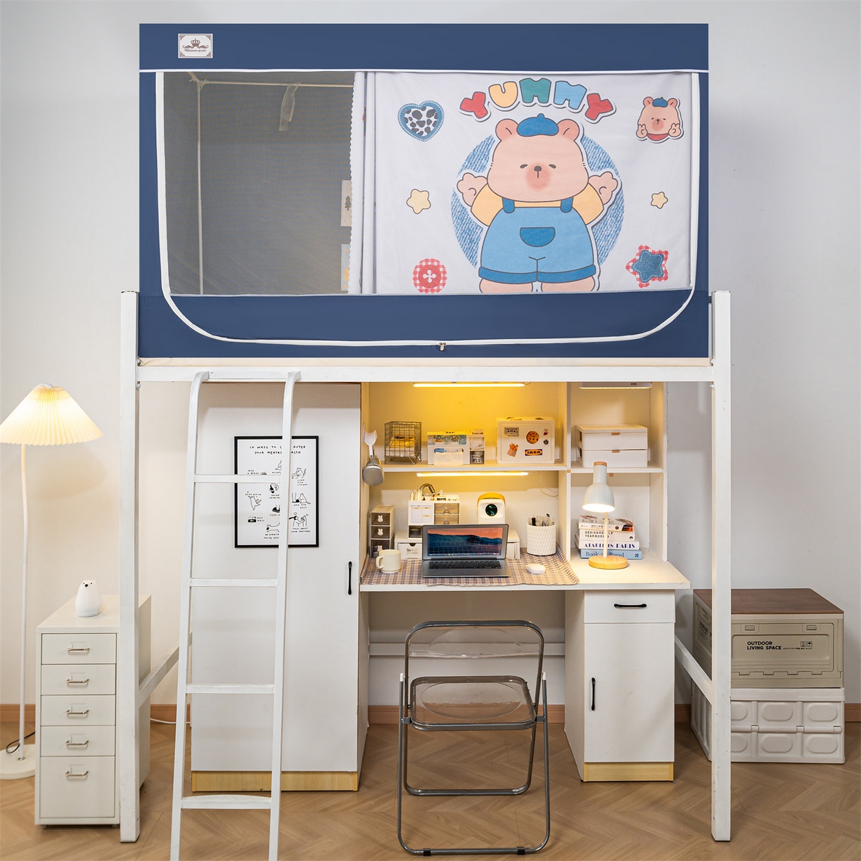 91家纺网 家纺一手货源 找家纺 2025新款多层复合夹层强遮光学生蚊帐 小熊派对