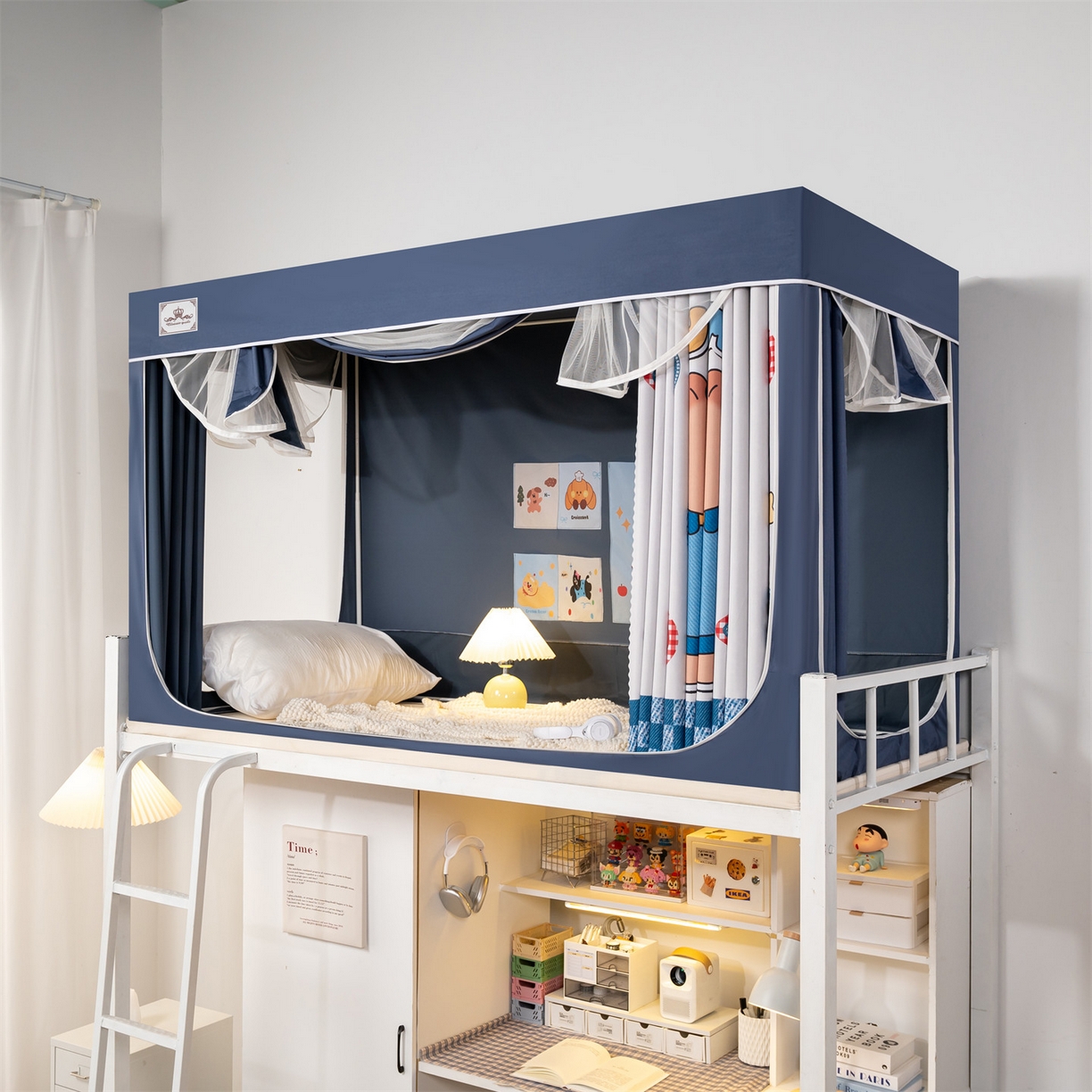 91家纺网 家纺一手货源 找家纺 2025新款多层复合夹层强遮光学生蚊帐 小熊派对