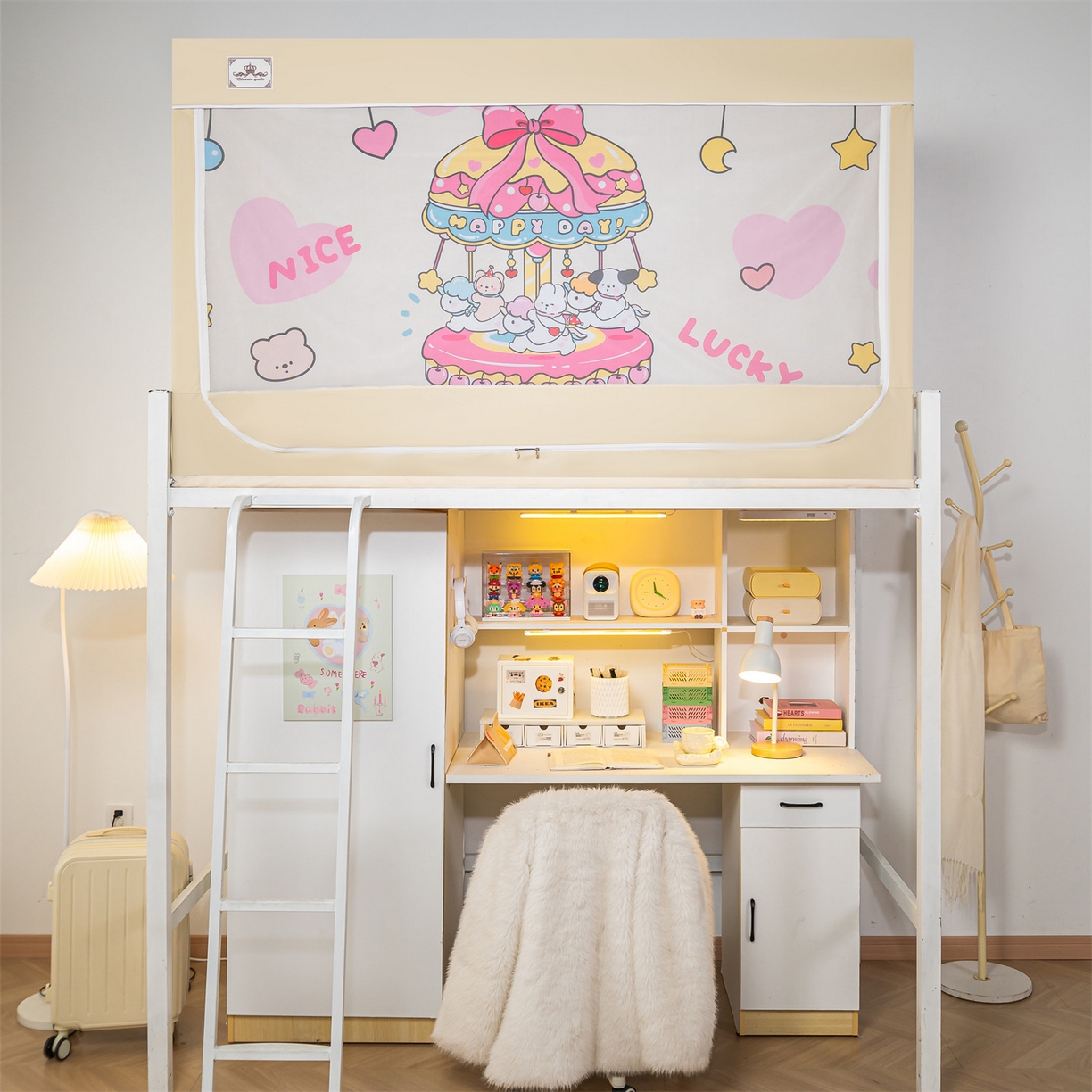 2025新款多层复合夹层强遮光学生蚊帐 旋转萌宠