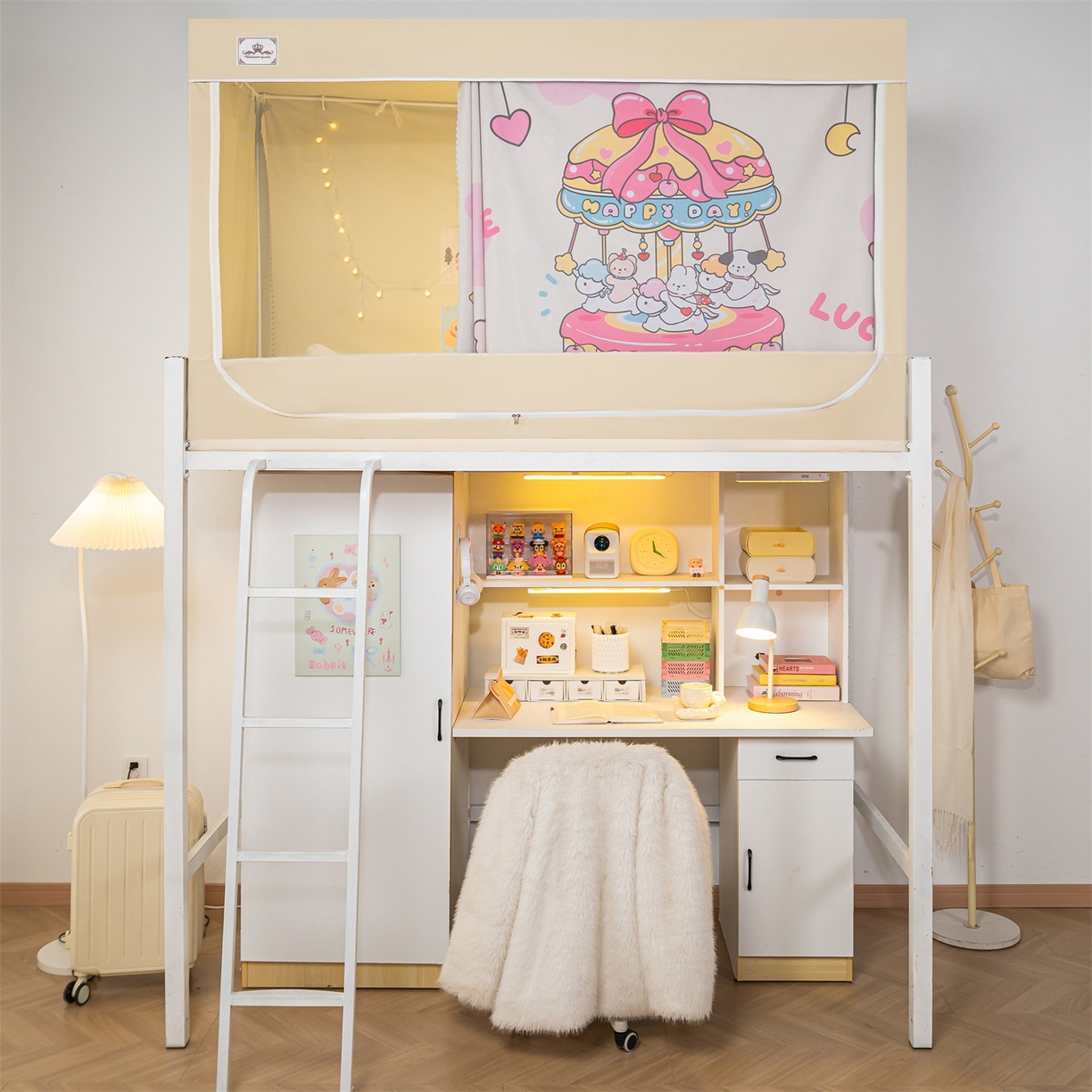 91家纺网 家纺一手货源 找家纺 2025新款多层复合夹层强遮光学生蚊帐 旋转萌宠