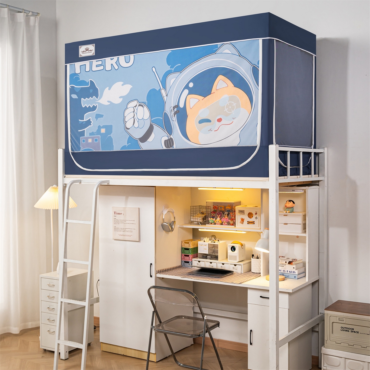 91家纺网 家纺一手货源 找家纺 2025新款多层复合夹层强遮光学生蚊帐 萌宠英雄