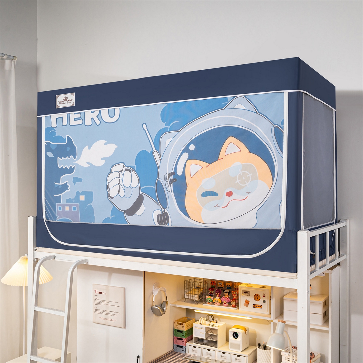 91家纺网 家纺一手货源 找家纺 2025新款多层复合夹层强遮光学生蚊帐 萌宠英雄