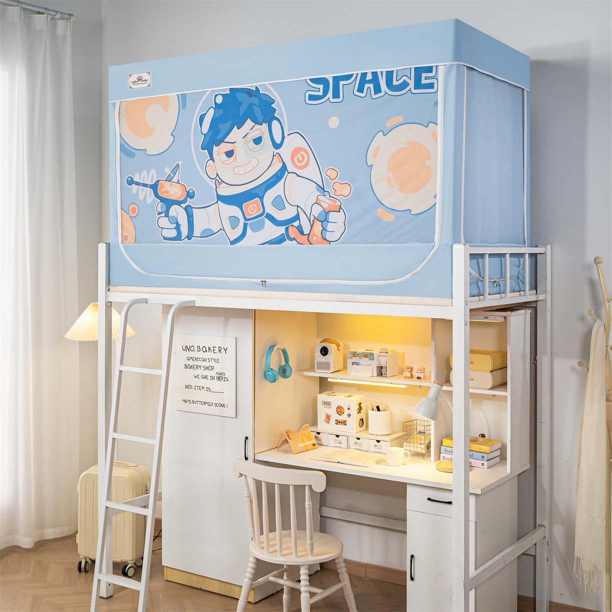 91家纺网 家纺一手货源 找家纺 2025新款多层复合夹层强遮光学生蚊帐 探索宇宙