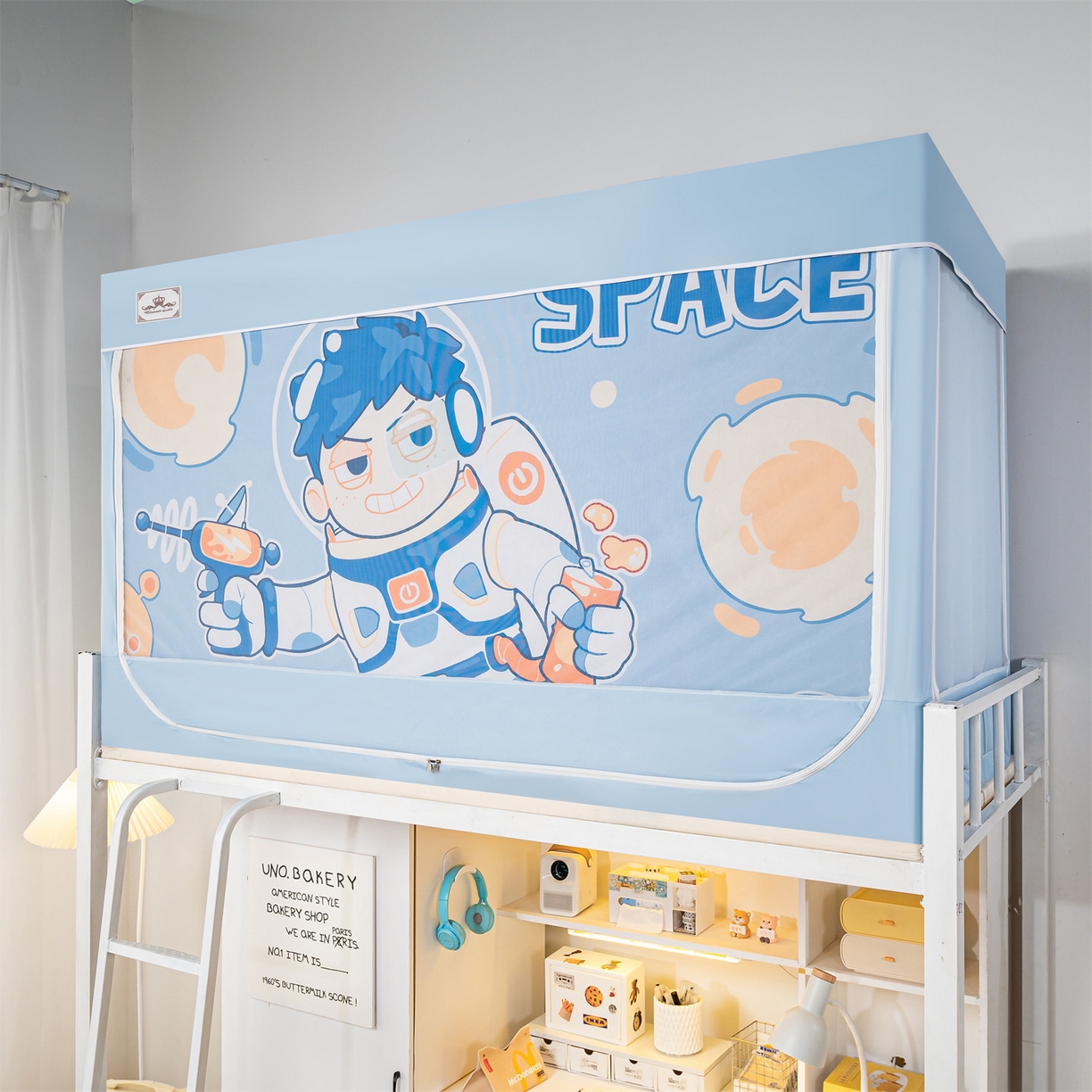 91家纺网 家纺一手货源 找家纺 2025新款多层复合夹层强遮光学生蚊帐 探索宇宙