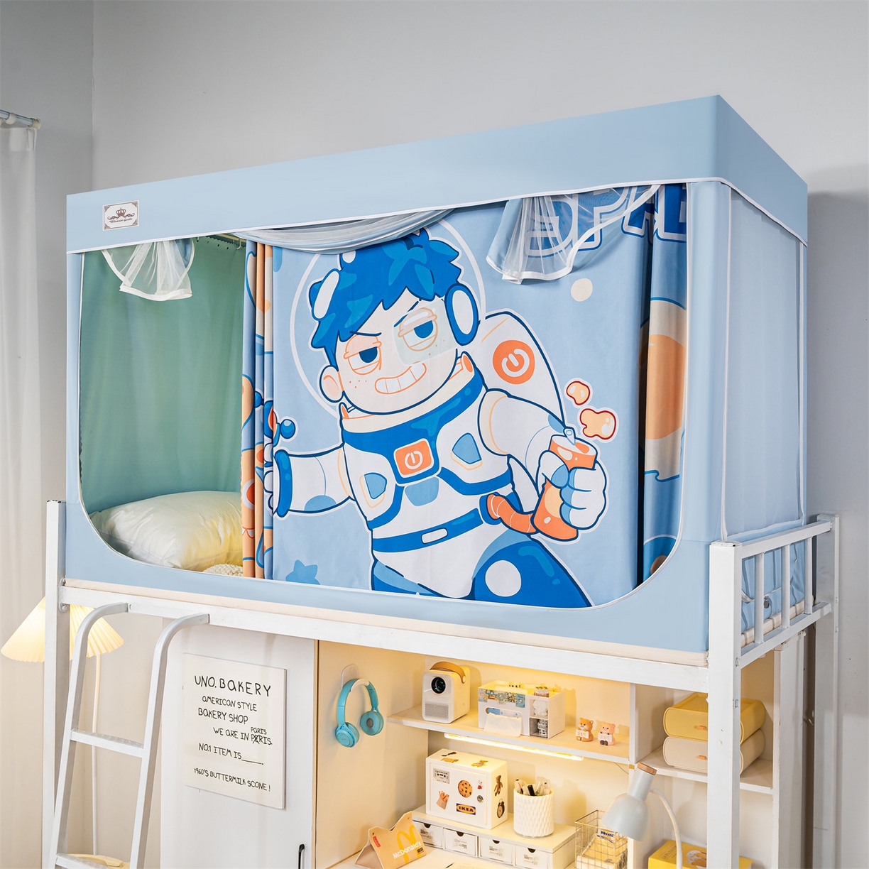 91家纺网 家纺一手货源 找家纺 2025新款多层复合夹层强遮光学生蚊帐 探索宇宙