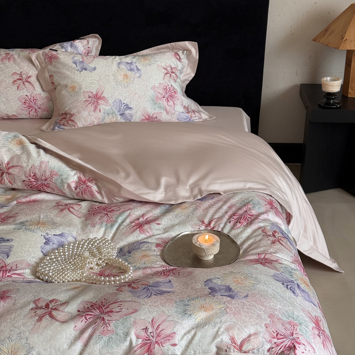 91家纺网 家纺一手货源 找家纺 （总）鹿班家居 2025新款秋冬款100S长绒棉数码印花系列四件套-心素如简（标准会员-20元）