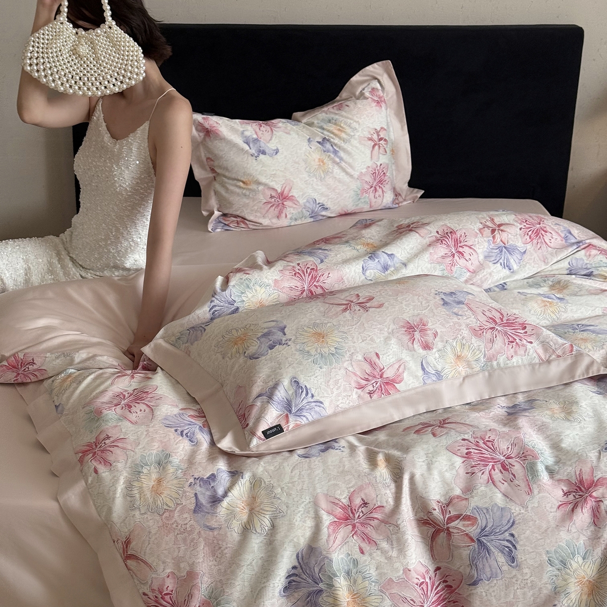 91家纺网 家纺一手货源 找家纺 （总）鹿班家居 2025新款秋冬款100S长绒棉数码印花系列四件套-心素如简（标准会员-20元）