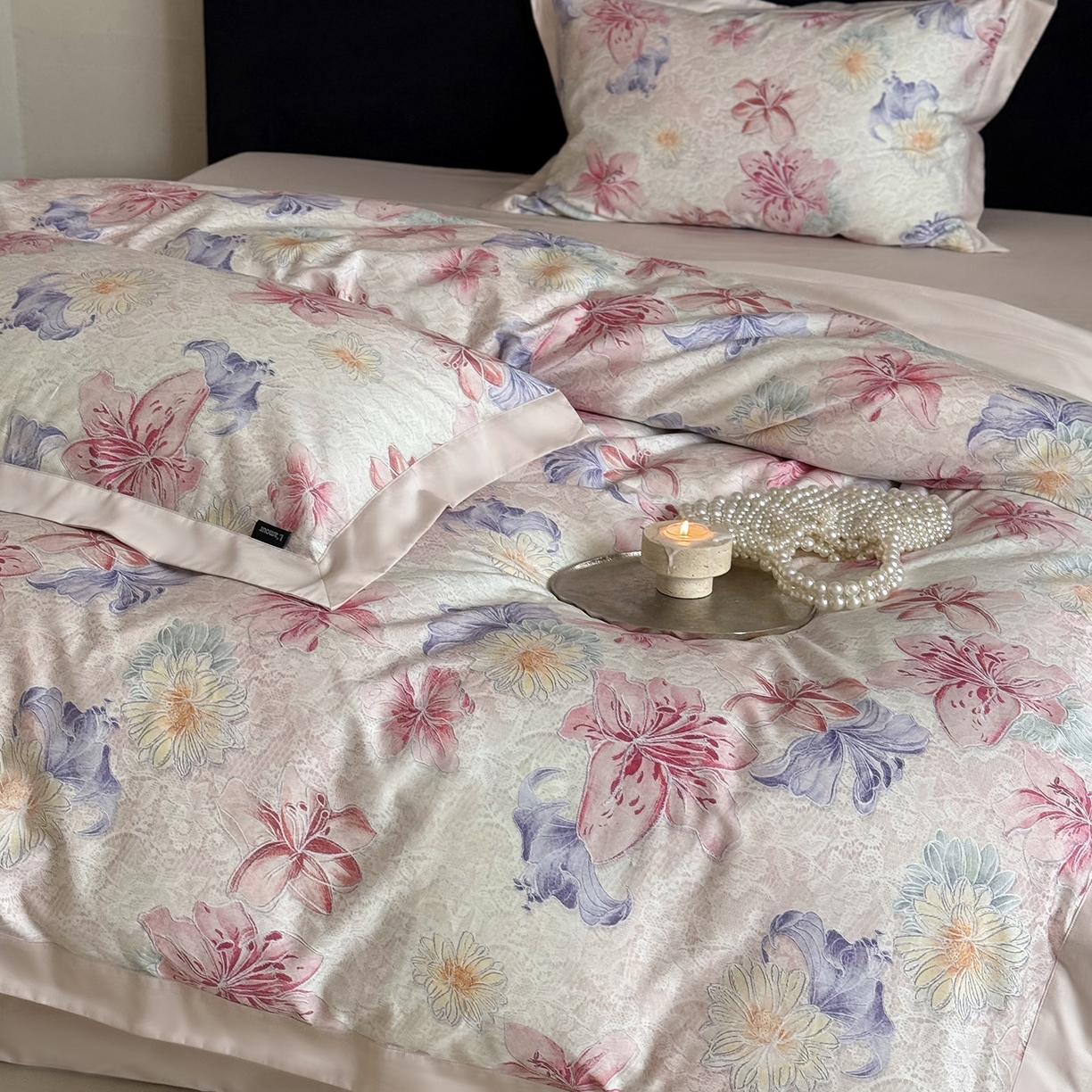 91家纺网 家纺一手货源 找家纺 （总）鹿班家居 2025新款秋冬款100S长绒棉数码印花系列四件套-心素如简（标准会员-20元）