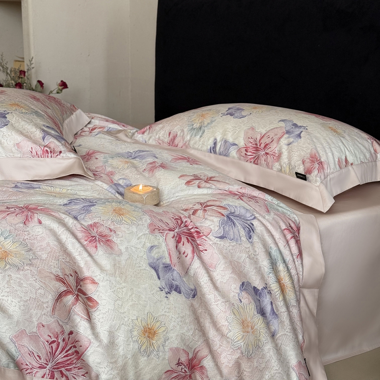 91家纺网 家纺一手货源 找家纺 （总）鹿班家居 2025新款秋冬款100S长绒棉数码印花系列四件套-心素如简（标准会员-20元）