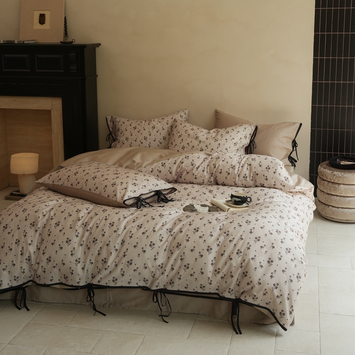 91家纺网 家纺一手货源 找家纺 （总）简纯主义 2025新款100%棉贡缎长绒棉四件套-素花笺