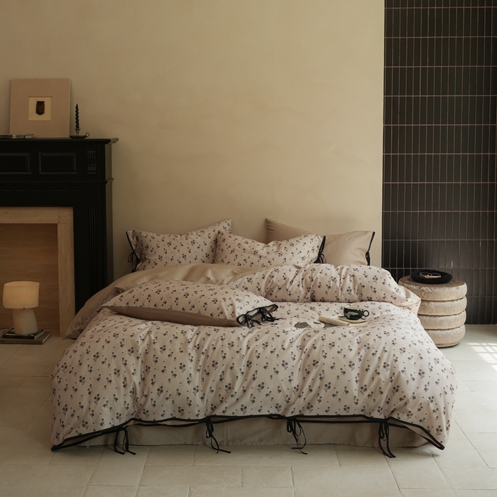 （总）简纯主义 2025新款100%棉贡缎长绒棉四件套-素花笺