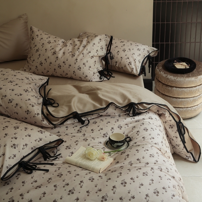 91家纺网 家纺一手货源 找家纺 （总）简纯主义 2025新款100%棉贡缎长绒棉四件套-素花笺