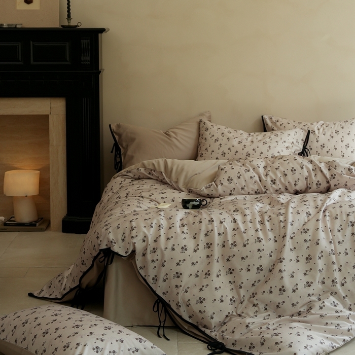 91家纺网 家纺一手货源 找家纺 （总）简纯主义 2025新款100%棉贡缎长绒棉四件套-素花笺