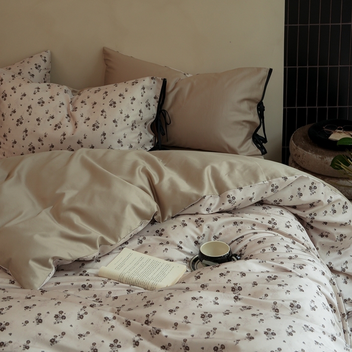 91家纺网 家纺一手货源 找家纺 （总）简纯主义 2025新款100%棉贡缎长绒棉四件套-素花笺