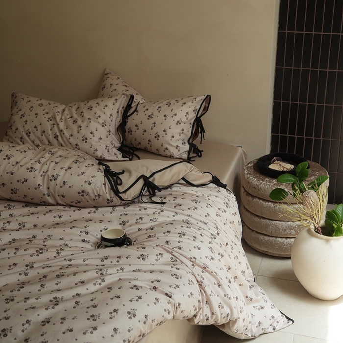 91家纺网 家纺一手货源 找家纺 （总）简纯主义 2025新款100%棉贡缎长绒棉四件套-素花笺