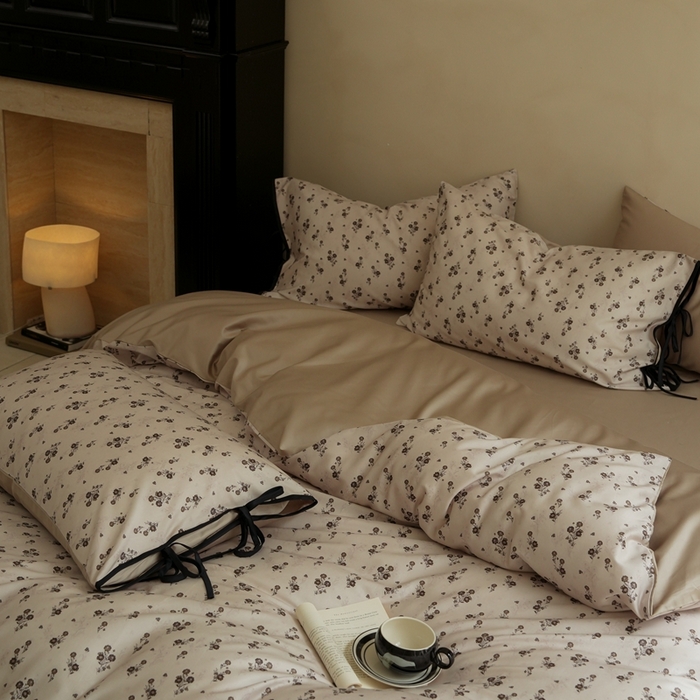 91家纺网 家纺一手货源 找家纺 （总）简纯主义 2025新款100%棉贡缎长绒棉四件套-素花笺