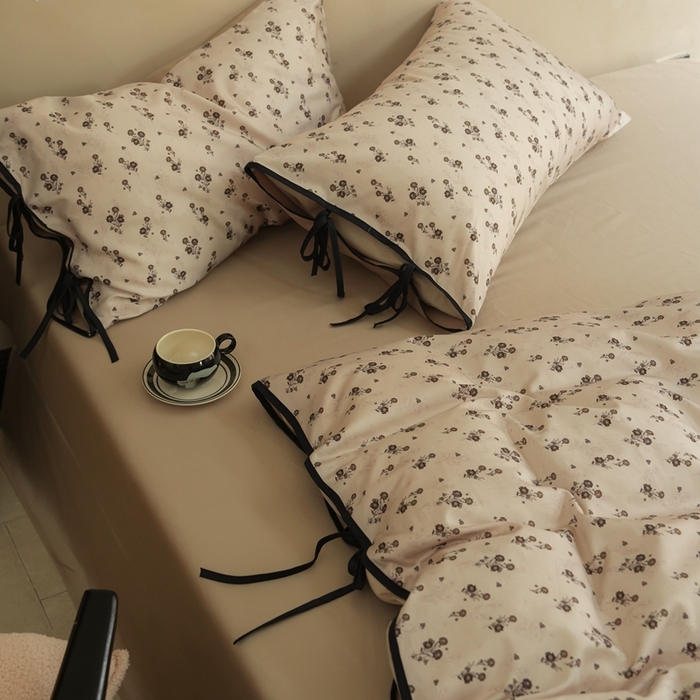 91家纺网 家纺一手货源 找家纺 （总）简纯主义 2025新款100%棉贡缎长绒棉四件套-素花笺