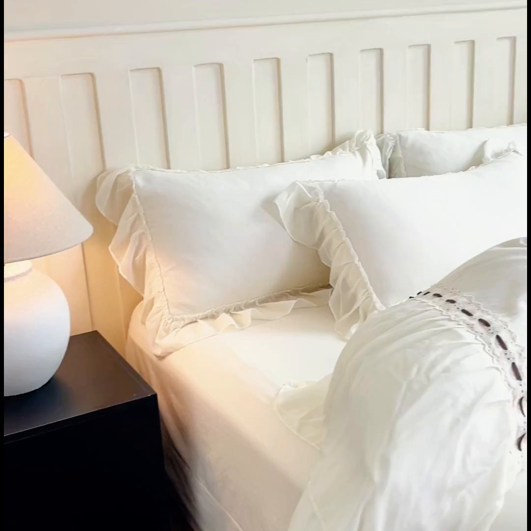 91家纺网 家纺一手货源 找家纺 庭笙 2025新款法式仙女蕾丝裙边梦幻纱四件套-赫拉花园 米白