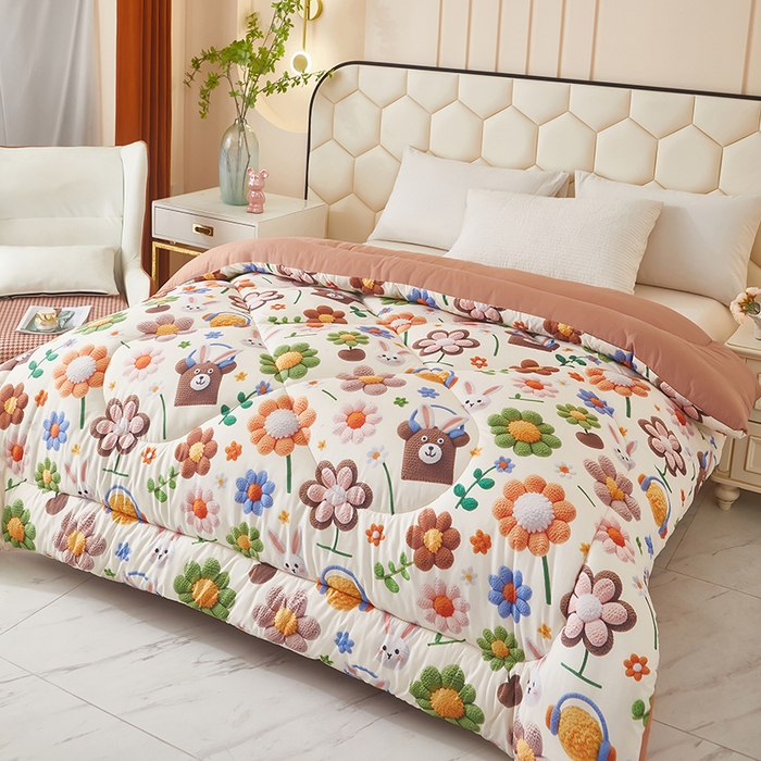 91家纺网 家纺一手货源 找家纺 南方印象 2025新款立体印花冬被被子被芯大豆被 萌宠