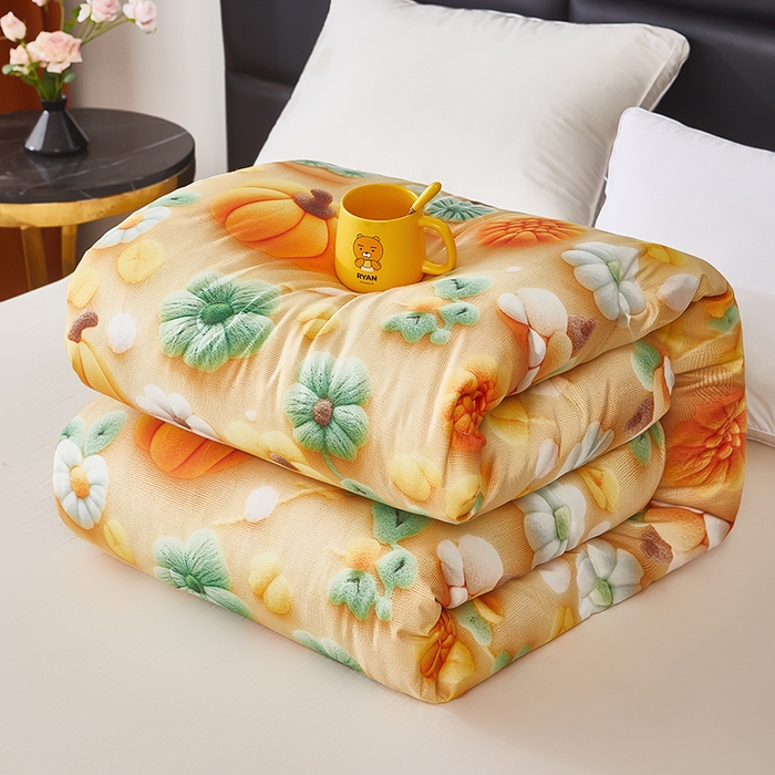 91家纺网 家纺一手货源 找家纺 南方印象 2025新款立体印花冬被被子被芯大豆被 南瓜派