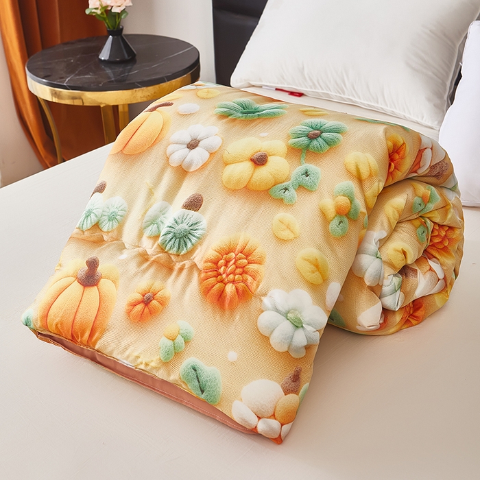 91家纺网 家纺一手货源 找家纺 南方印象 2025新款立体印花冬被被子被芯大豆被 南瓜派