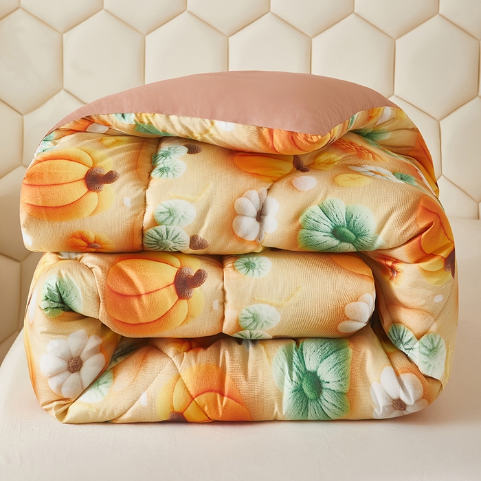 91家纺网 家纺一手货源 找家纺 南方印象 2025新款立体印花冬被被子被芯大豆被 南瓜派