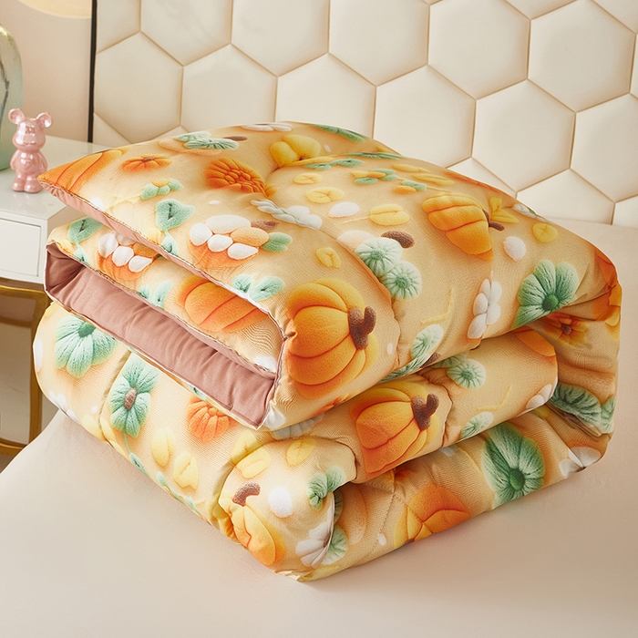 91家纺网 家纺一手货源 找家纺 南方印象 2025新款立体印花冬被被子被芯大豆被 南瓜派