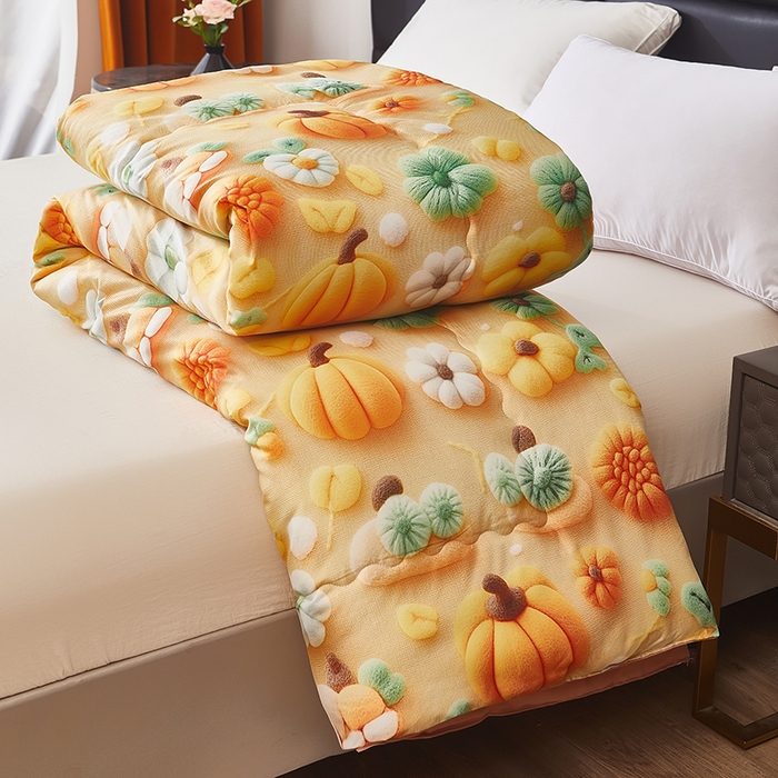 91家纺网 家纺一手货源 找家纺 南方印象 2025新款立体印花冬被被子被芯大豆被 南瓜派