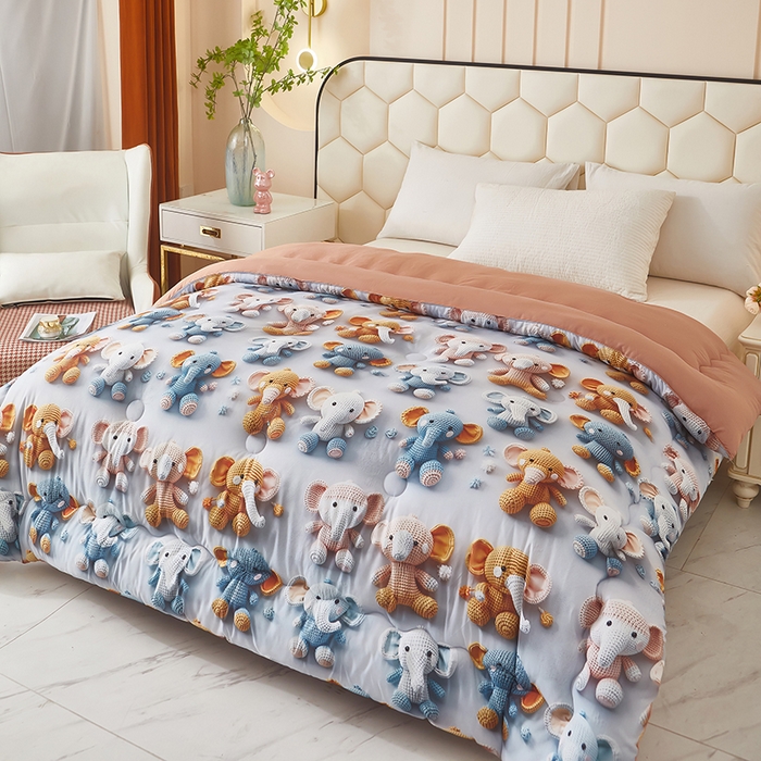 91家纺网 家纺一手货源 找家纺 南方印象 2025新款立体印花冬被被子被芯大豆被 顽皮象