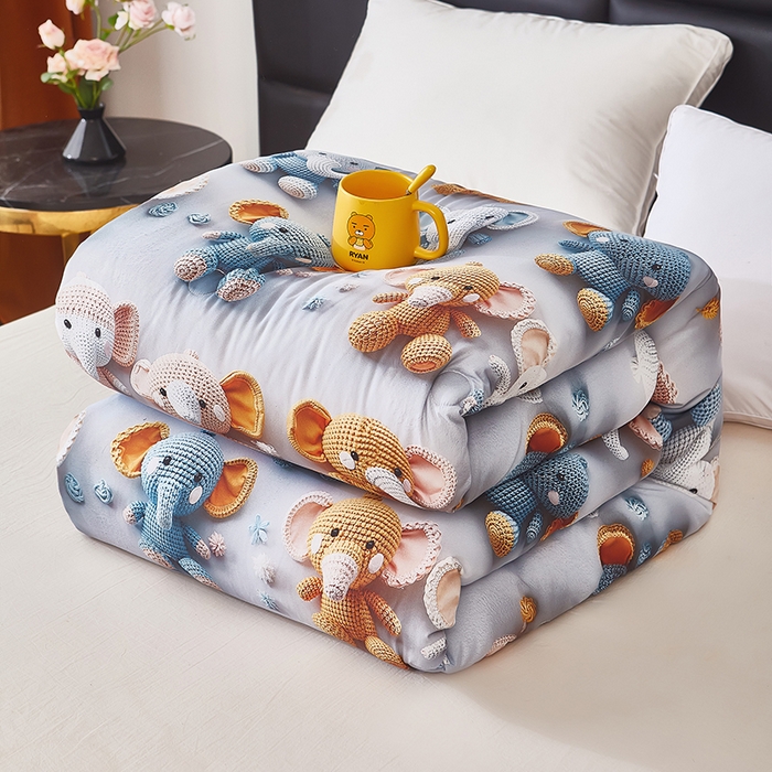 91家纺网 家纺一手货源 找家纺 南方印象 2025新款立体印花冬被被子被芯大豆被 顽皮象