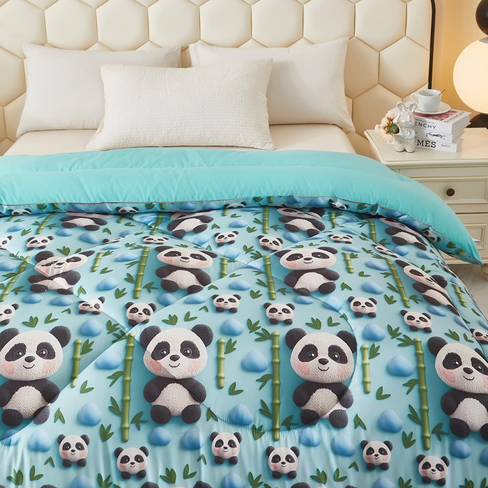 91家纺网 家纺一手货源 找家纺 南方印象 2025新款立体印花冬被被子被芯大豆被 熊猫