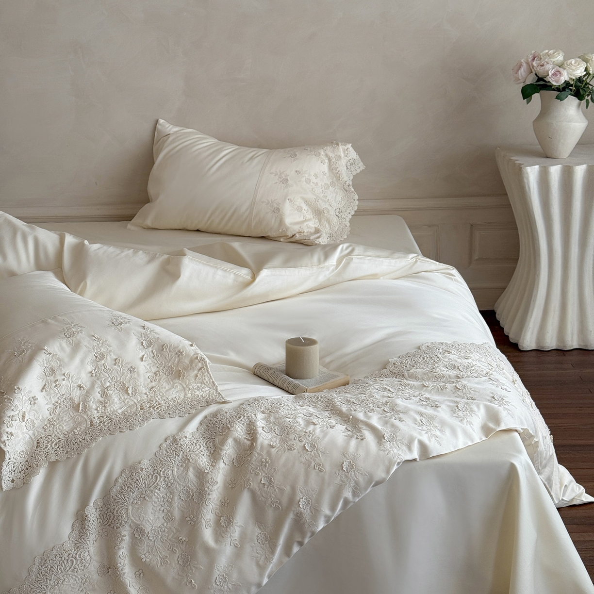 91家纺网 家纺一手货源 找家纺 （总）佳汐蓝家纺 2025新款100支澳棉花边四件套-花拾光