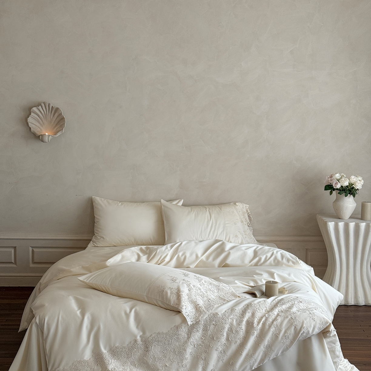 91家纺网 家纺一手货源 找家纺 （总）佳汐蓝家纺 2025新款100支澳棉花边四件套-花拾光