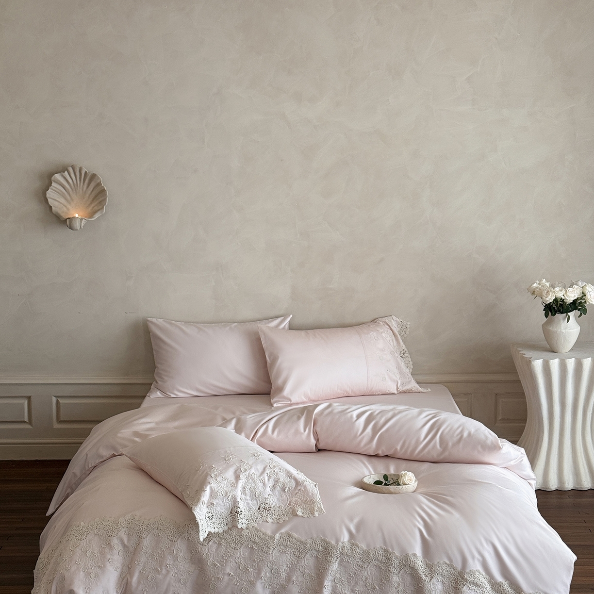 91家纺网 家纺一手货源 找家纺 （总）佳汐蓝家纺 2025新款100支澳棉花边四件套-花拾光