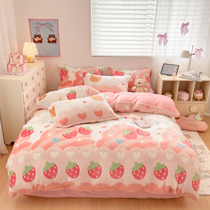 91家纺网 家纺一手货源 找家纺 （总）川悦生活 2025新款立体雪花绒印花大床四件套系列一场景一