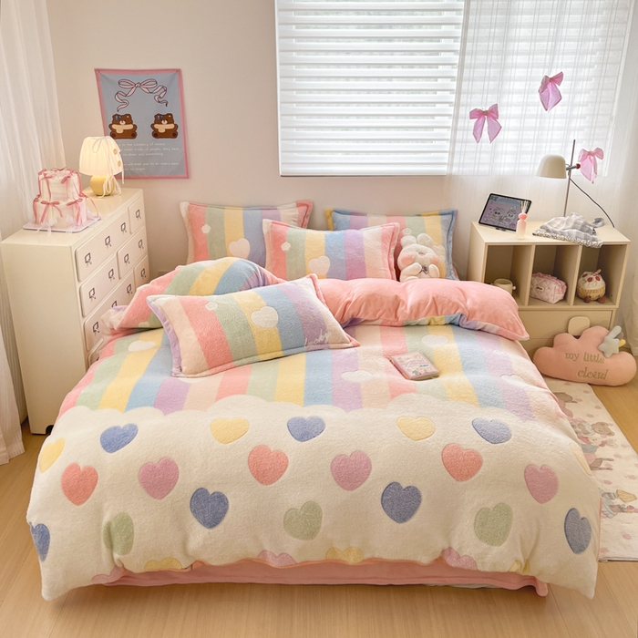 91家纺网 家纺一手货源 找家纺 （总）川悦生活 2025新款立体雪花绒印花大床四件套系列一场景一