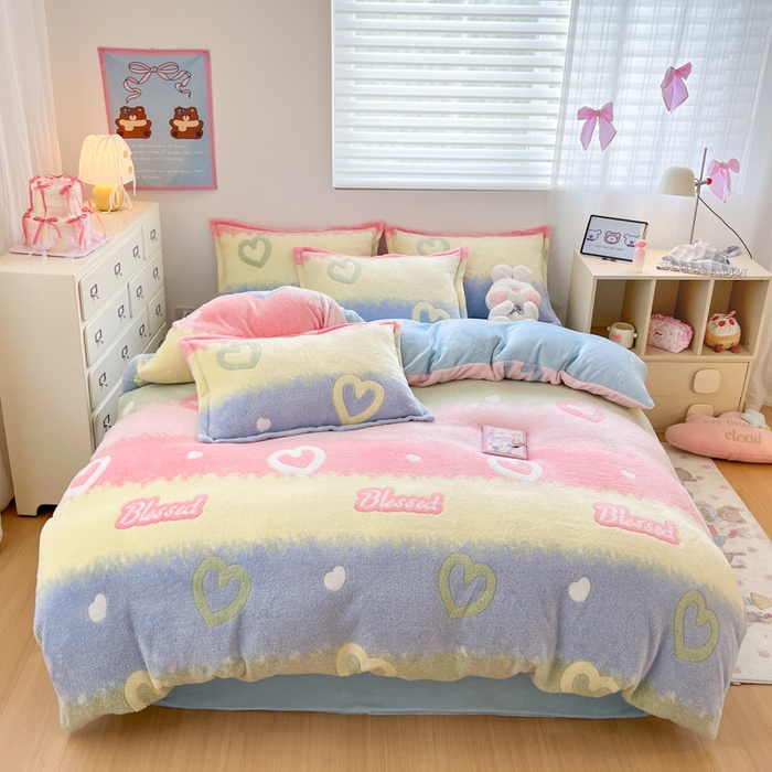 91家纺网 家纺一手货源 找家纺 （总）川悦生活 2025新款立体雪花绒印花大床四件套系列一场景一