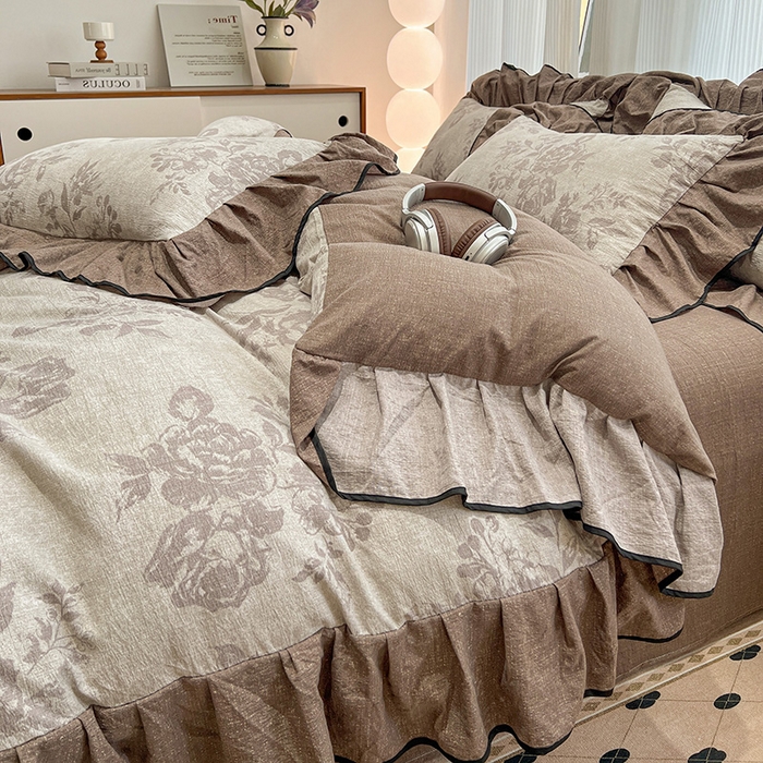 91家纺网 家纺一手货源 找家纺 总（赛丽雅）2025秋冬新品130克加厚复古风印花磨毛四件套