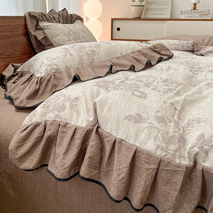 91家纺网 家纺一手货源 找家纺 总（赛丽雅）2025秋冬新品130克加厚复古风印花磨毛四件套