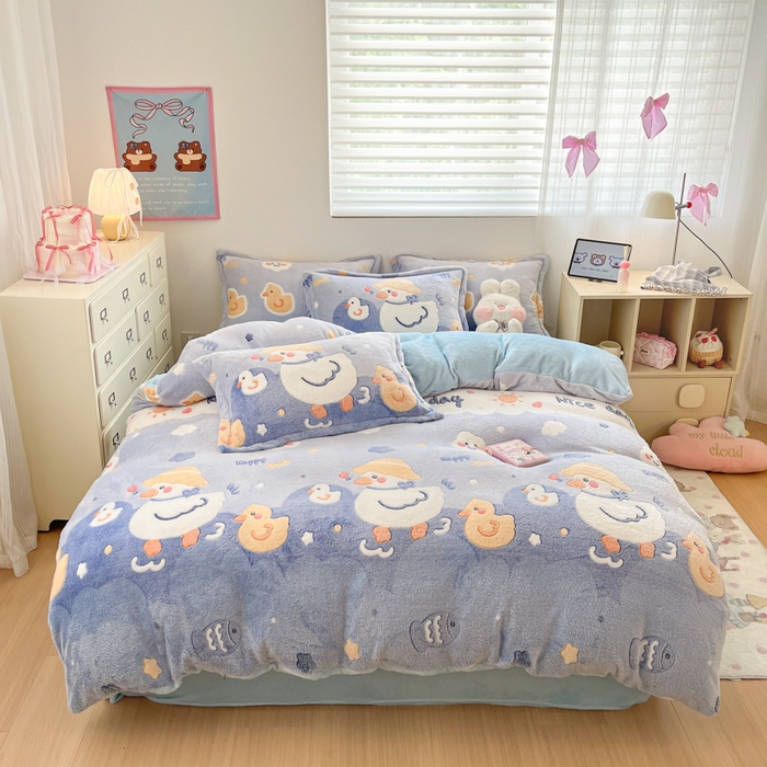 91家纺网 家纺一手货源 找家纺 （总）川悦生活 2025新款立体雪花绒印花大床四件套系列一场景一