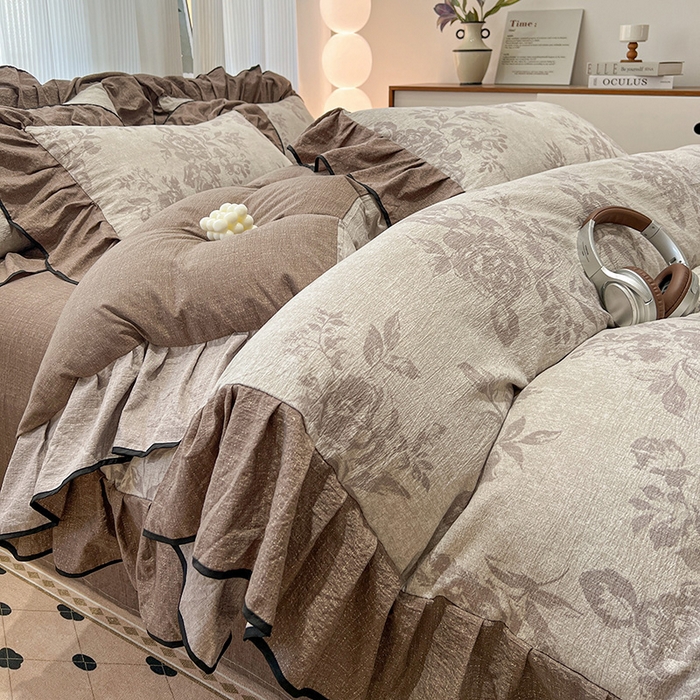 （赛丽雅）2025秋冬新品130克加厚复古风印花磨毛四件套 风木槿