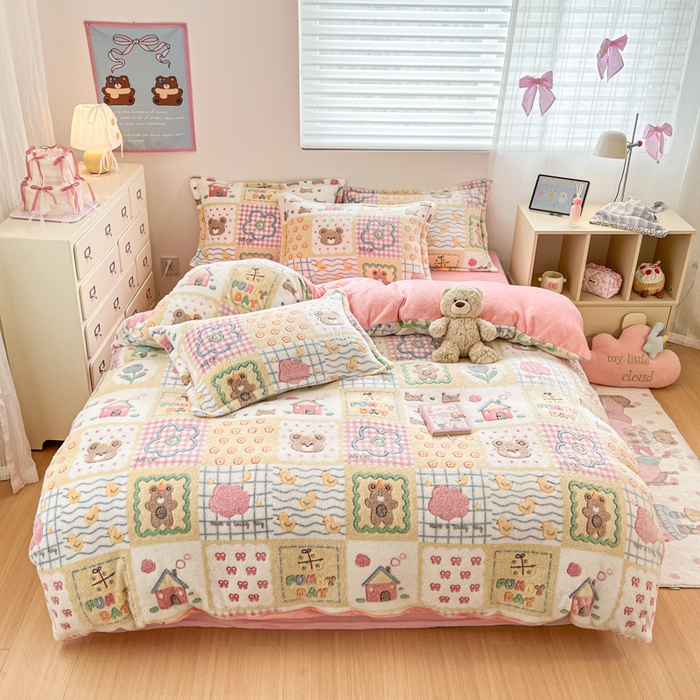 91家纺网 家纺一手货源 找家纺 （总）川悦生活 2025新款立体雪花绒印花大床四件套系列一场景一