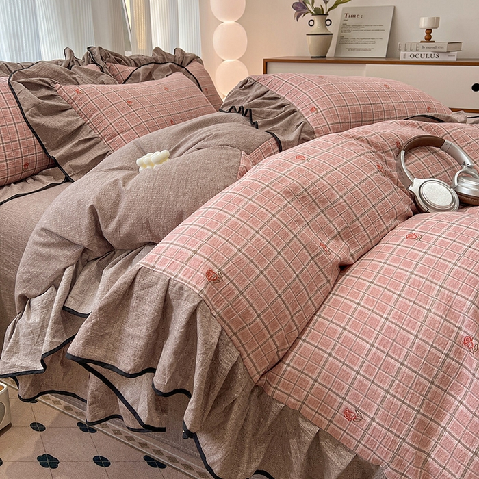 （赛丽雅）2025秋冬新品130克加厚复古风印花磨毛四件套 秋恋-红