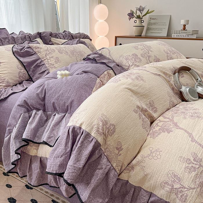 （赛丽雅）2025秋冬新品130克加厚复古风印花磨毛四件套 砚秋