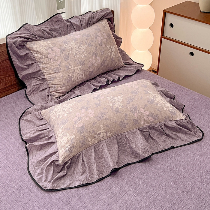 91家纺网 家纺一手货源 找家纺 （赛丽雅）2025秋冬新品130克加厚复古风印花磨毛四件套 可颂