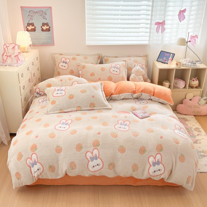 91家纺网 家纺一手货源 找家纺 （总）川悦生活 2025新款立体雪花绒印花大床四件套系列一场景一