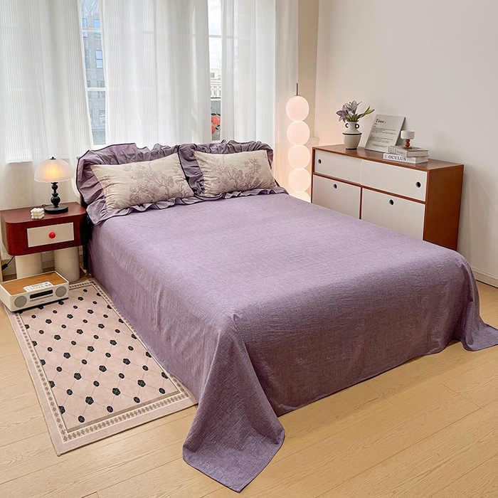 91家纺网 家纺一手货源 找家纺 （赛丽雅）2025秋冬新品130克加厚复古风印花磨毛四件套 砚秋