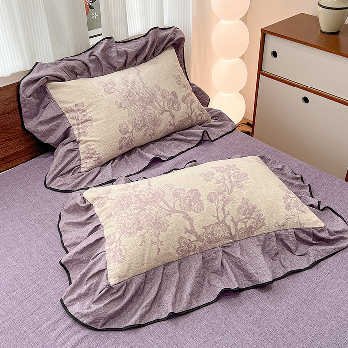 91家纺网 家纺一手货源 找家纺 （赛丽雅）2025秋冬新品130克加厚复古风印花磨毛四件套 砚秋