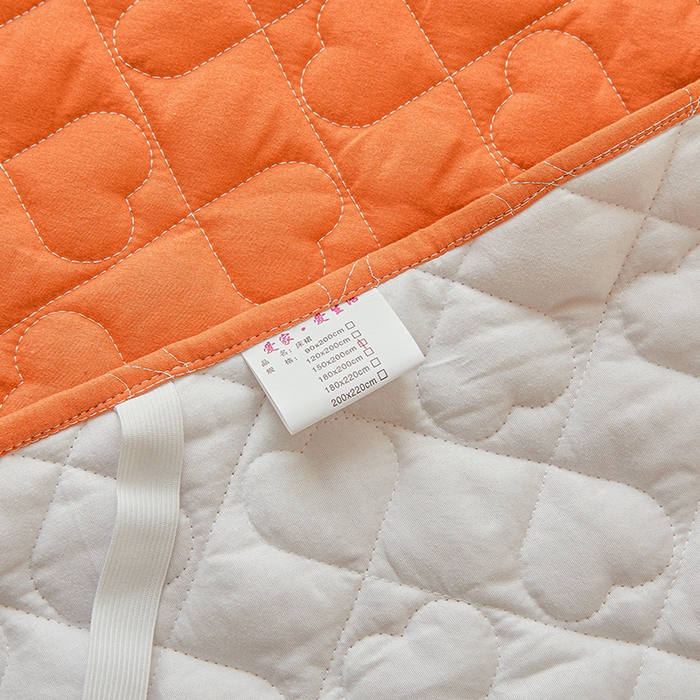 91家纺网 家纺一手货源 找家纺 艾裙海 2025新款云朵棉蕾丝刺绣花边夹棉床裙单床裙床裙单件爱心系列 爱心橙